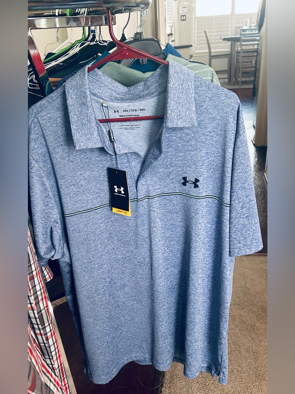 Under Armour Playoff 3.0 Blue Heather Performance Polo.  Size 2XL